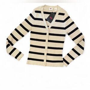 Levi's cream and black striped cardigan with long sleeves size small. NWT